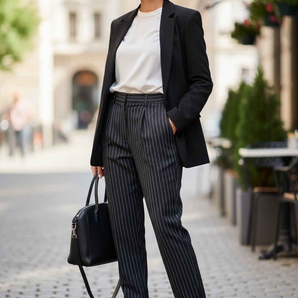 Nasty Gal Women's Black Pinstripe Pants
